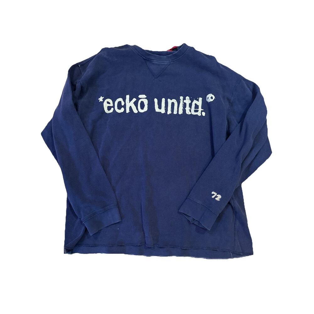 Vintage Ecko UNLTD Long Sleeve Laundere Goods Shirt Size XL Blue 2000s Rap Baggy